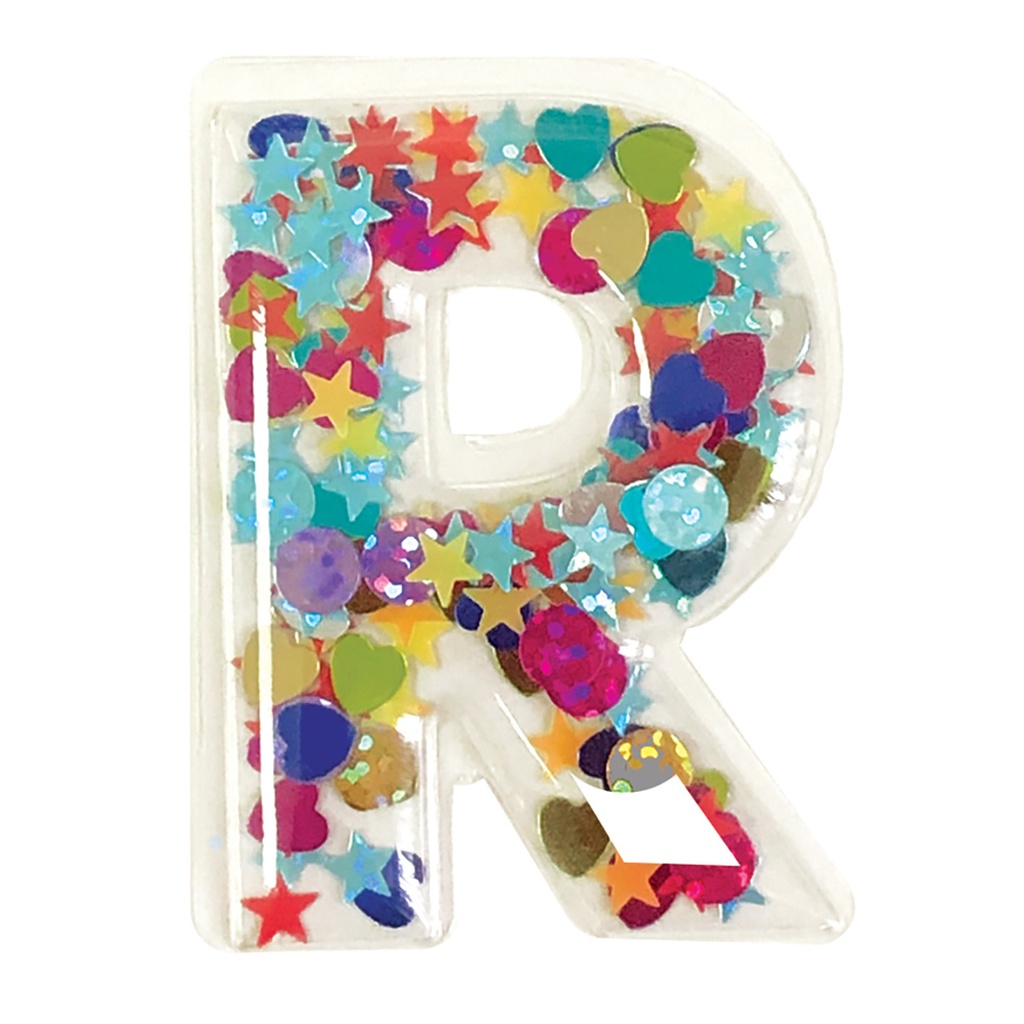 R Initial Confetti Sticker Patch