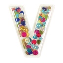 V Initial Confetti Sticker Patch