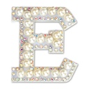 E Alphabet Pretty Pearl Bead Iron On Patch
