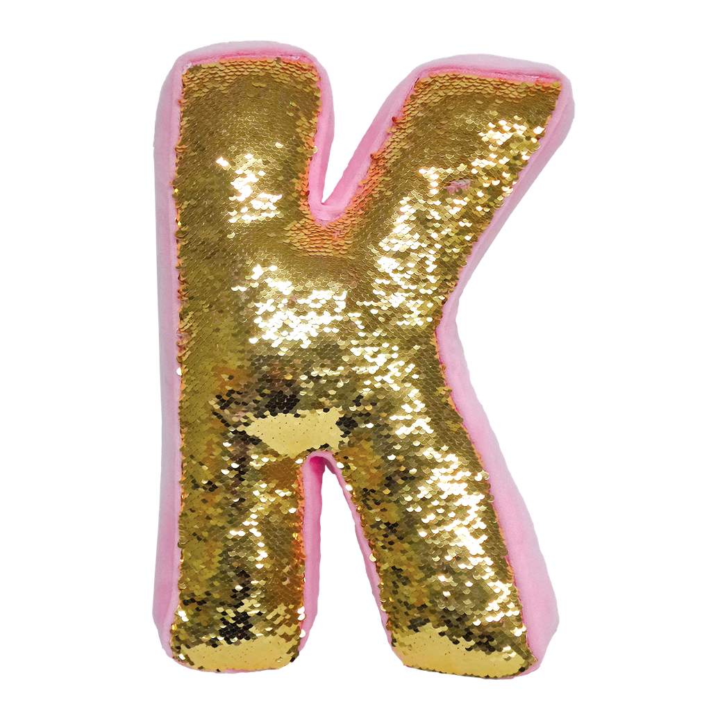 K Initial Reversible Sequin Pillow