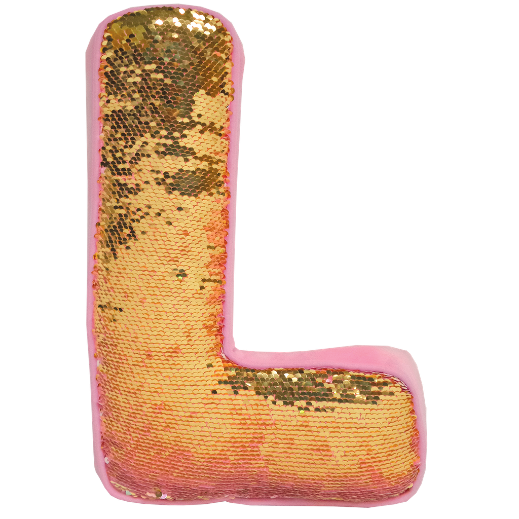 L Initial Reversible Sequin Pillow