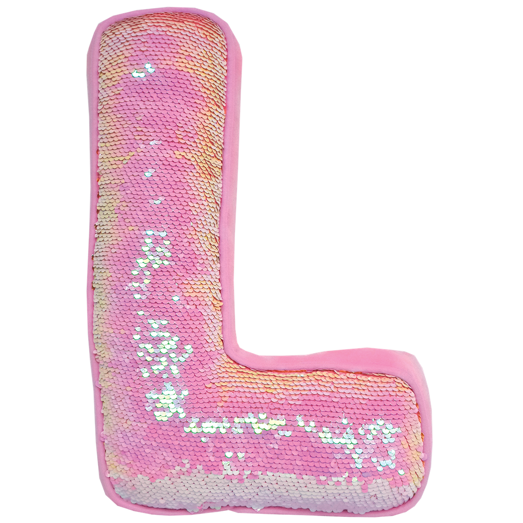 L Initial Reversible Sequin Pillow