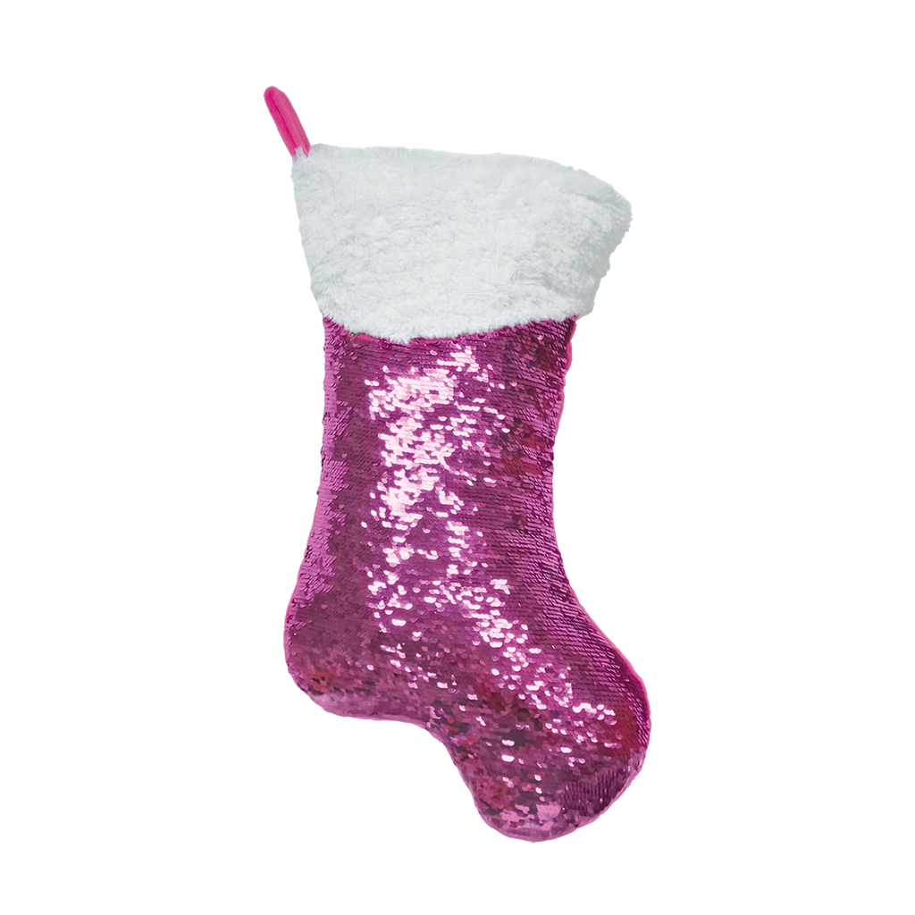 Mini Pink Stocking Reversible Sequin Pillow