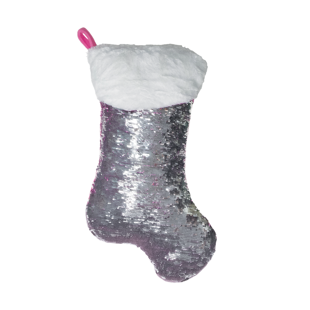 Mini Pink Stocking Reversible Sequin Pillow