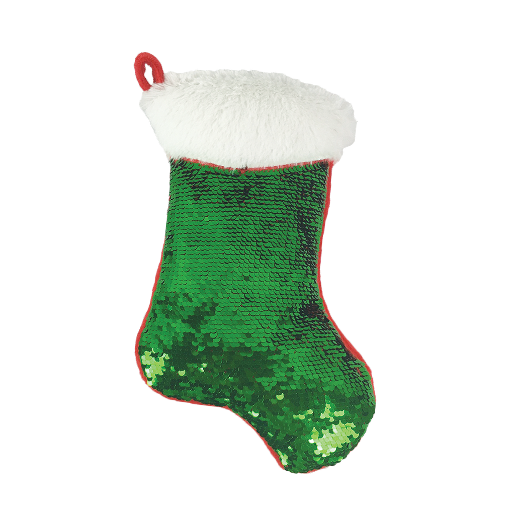 Mini Red and Green Stocking Reversible Sequin Pillow