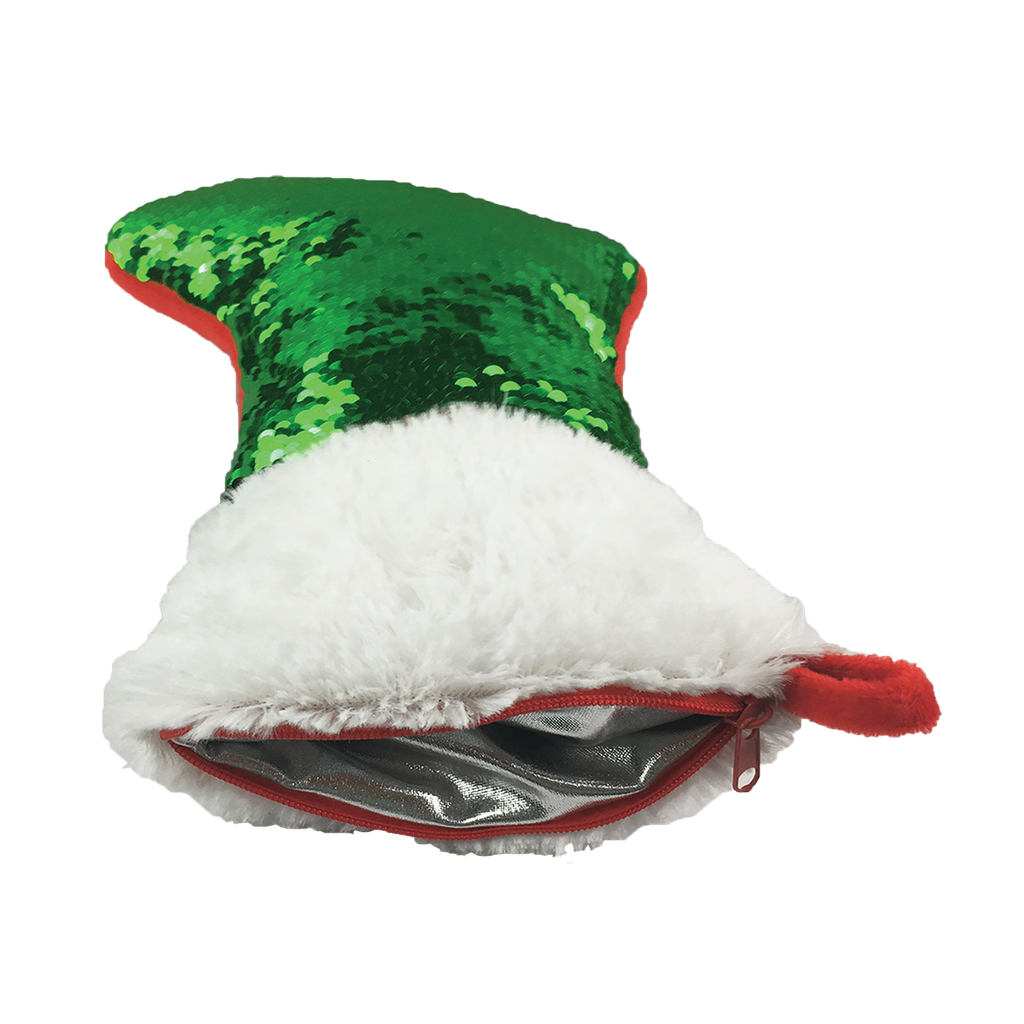 Mini Red and Green Stocking Reversible Sequin Pillow