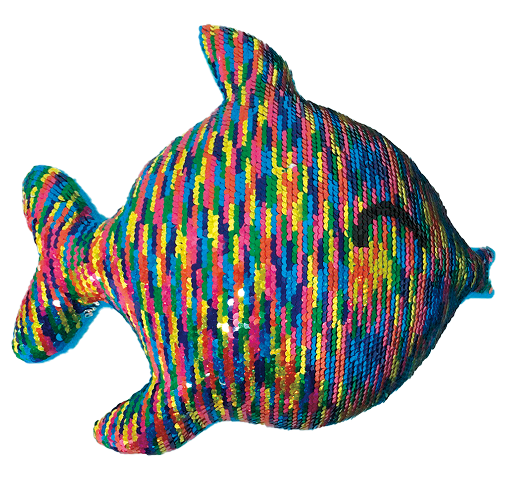 Rainbow Fish Reversible Sequin Pillow