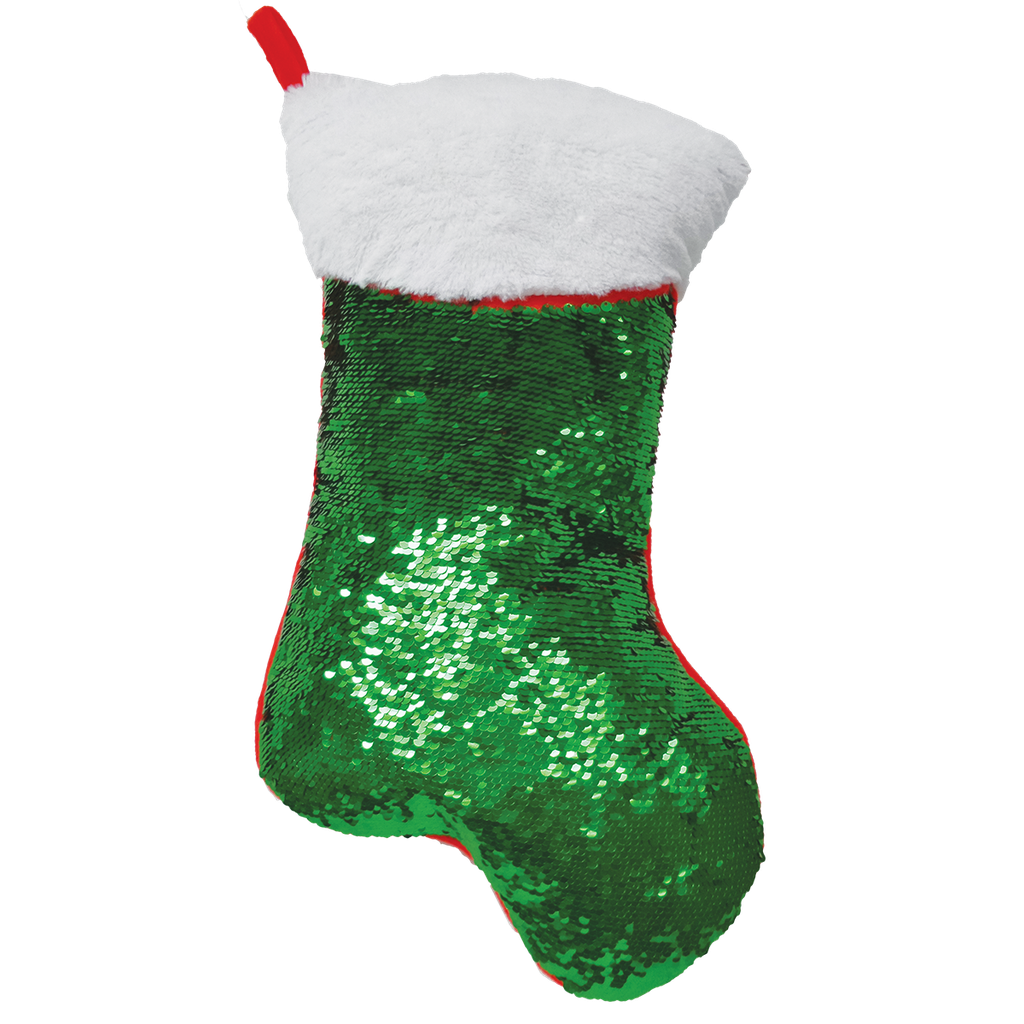 Red and Green Stocking Reversible Sequin Pillow
