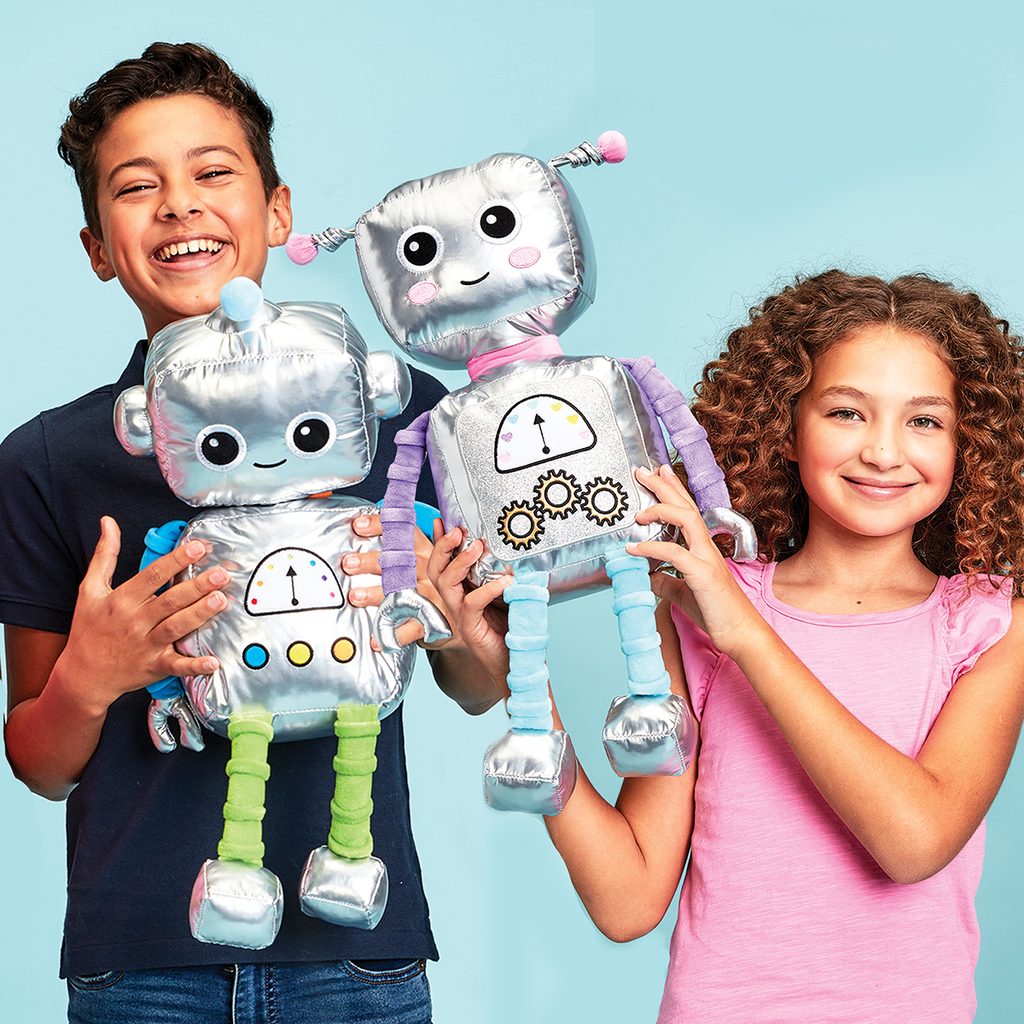 Robbie Robot Metallic and Fleece Bestie Pillow