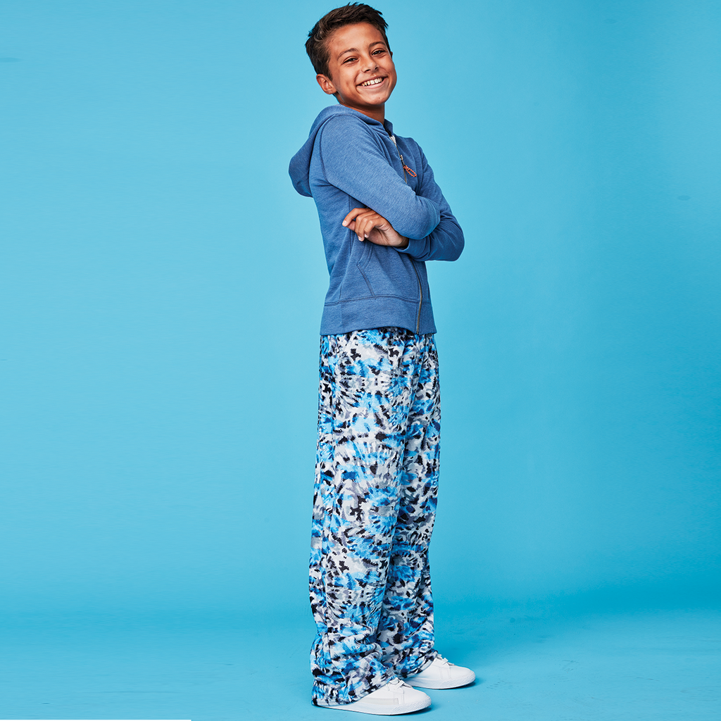 Blue Tie Dye Plush Pants