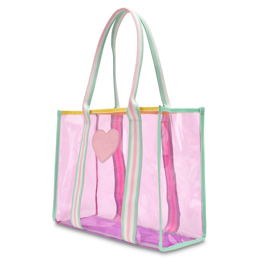 Color Block Clear Tote Bag