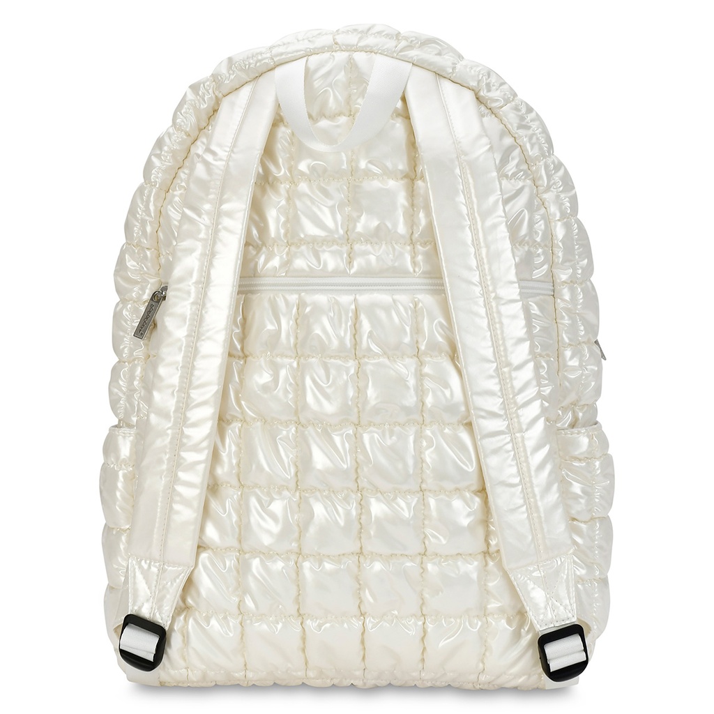 Pearl White Shiny Puffer Backpack