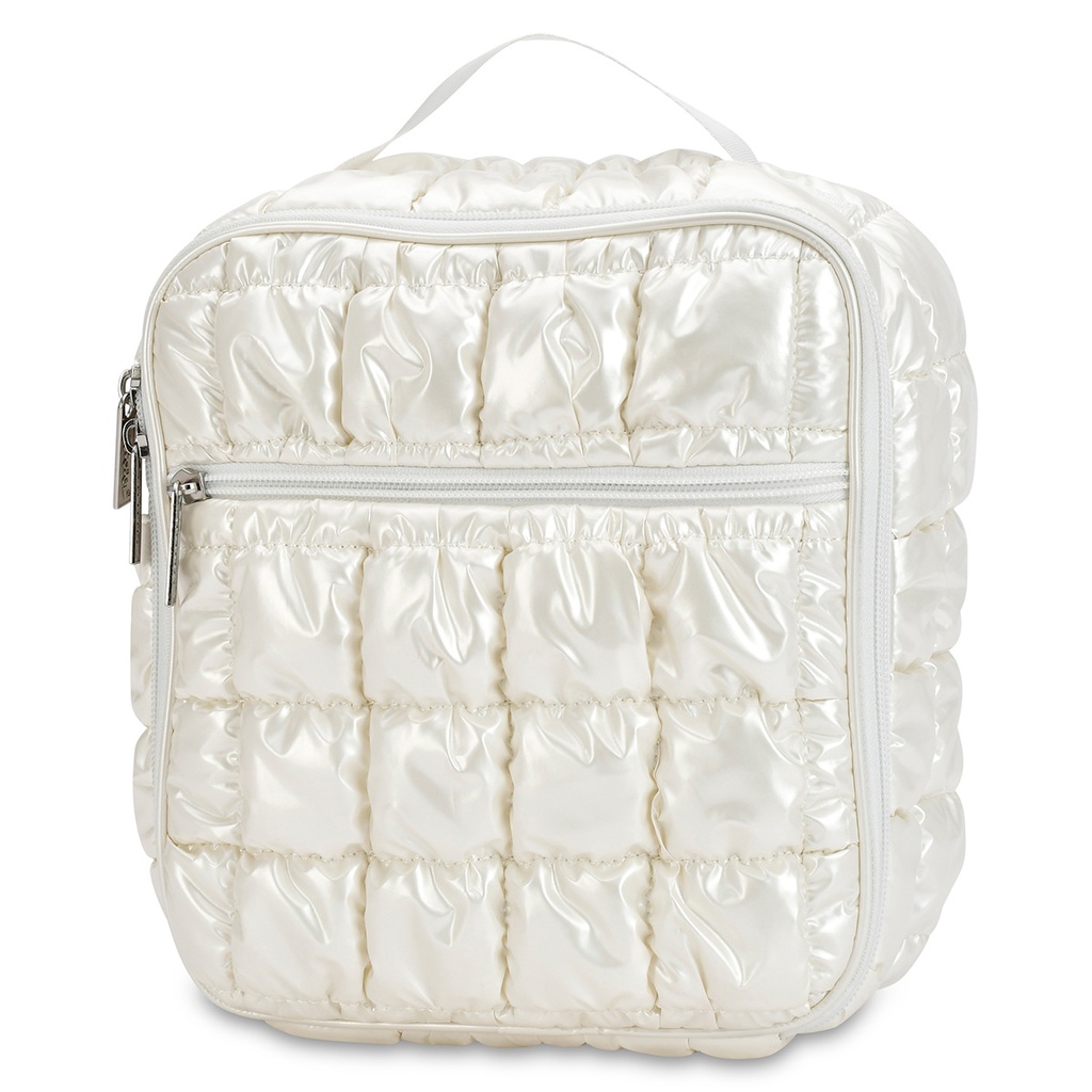 Pearl White Shiny Puffer Lunch Tote