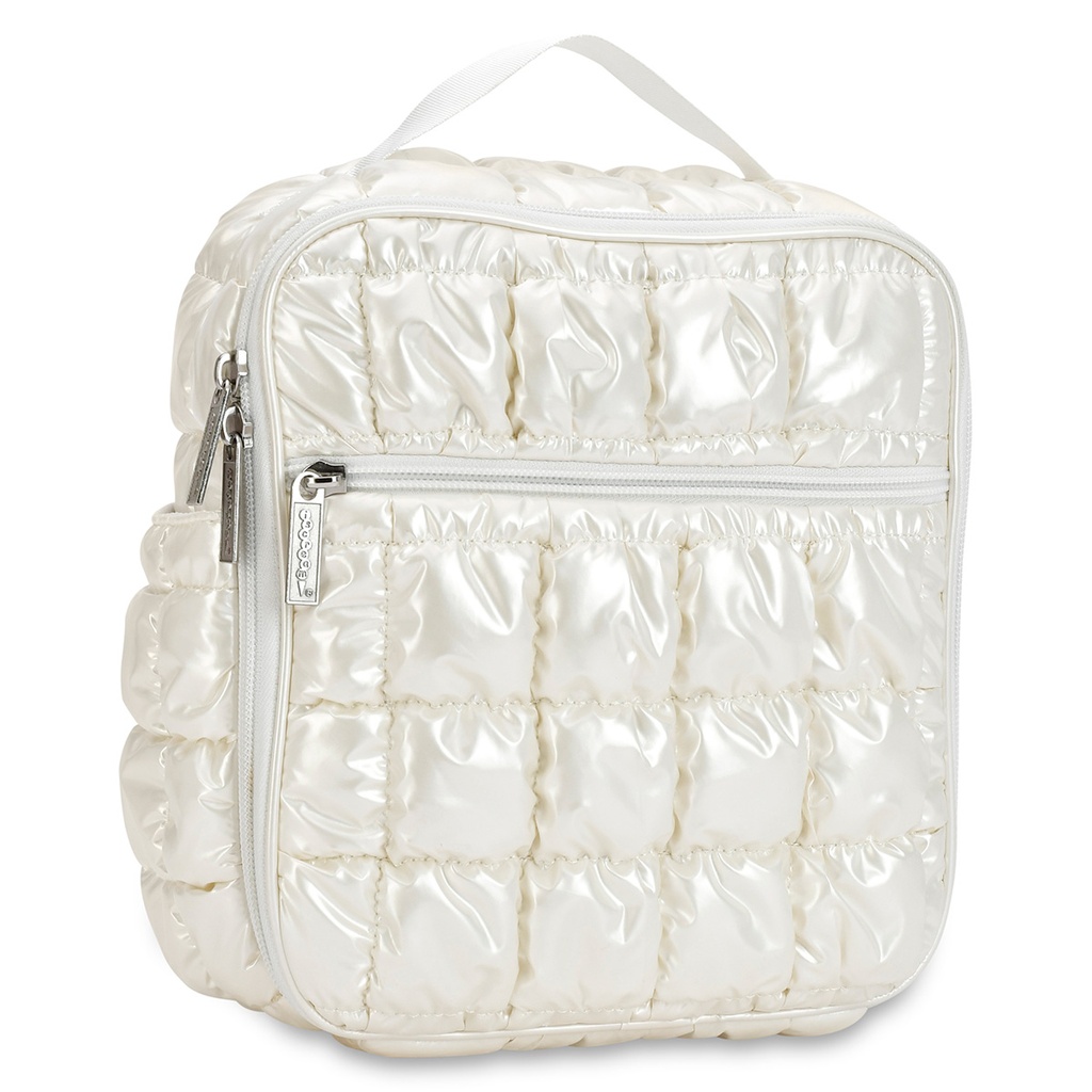 Pearl White Shiny Puffer Lunch Tote