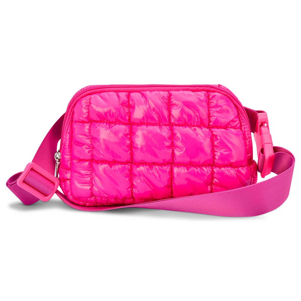 Hot Pink Shiny Puffer Belt Bag