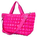 Hot Pink Shiny Puffer Overnight Bag