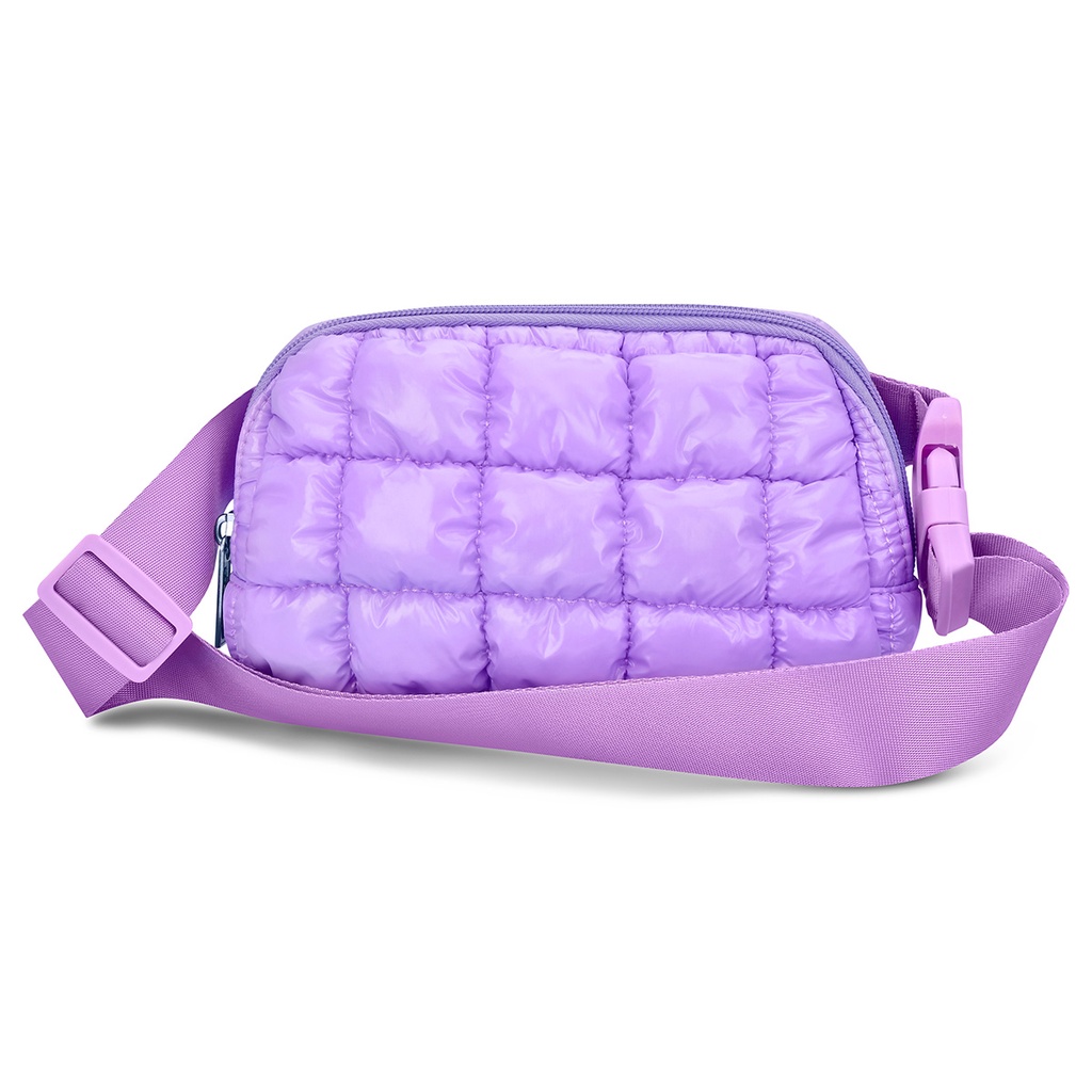 Lavender Shiny Puffer Belt Bag
