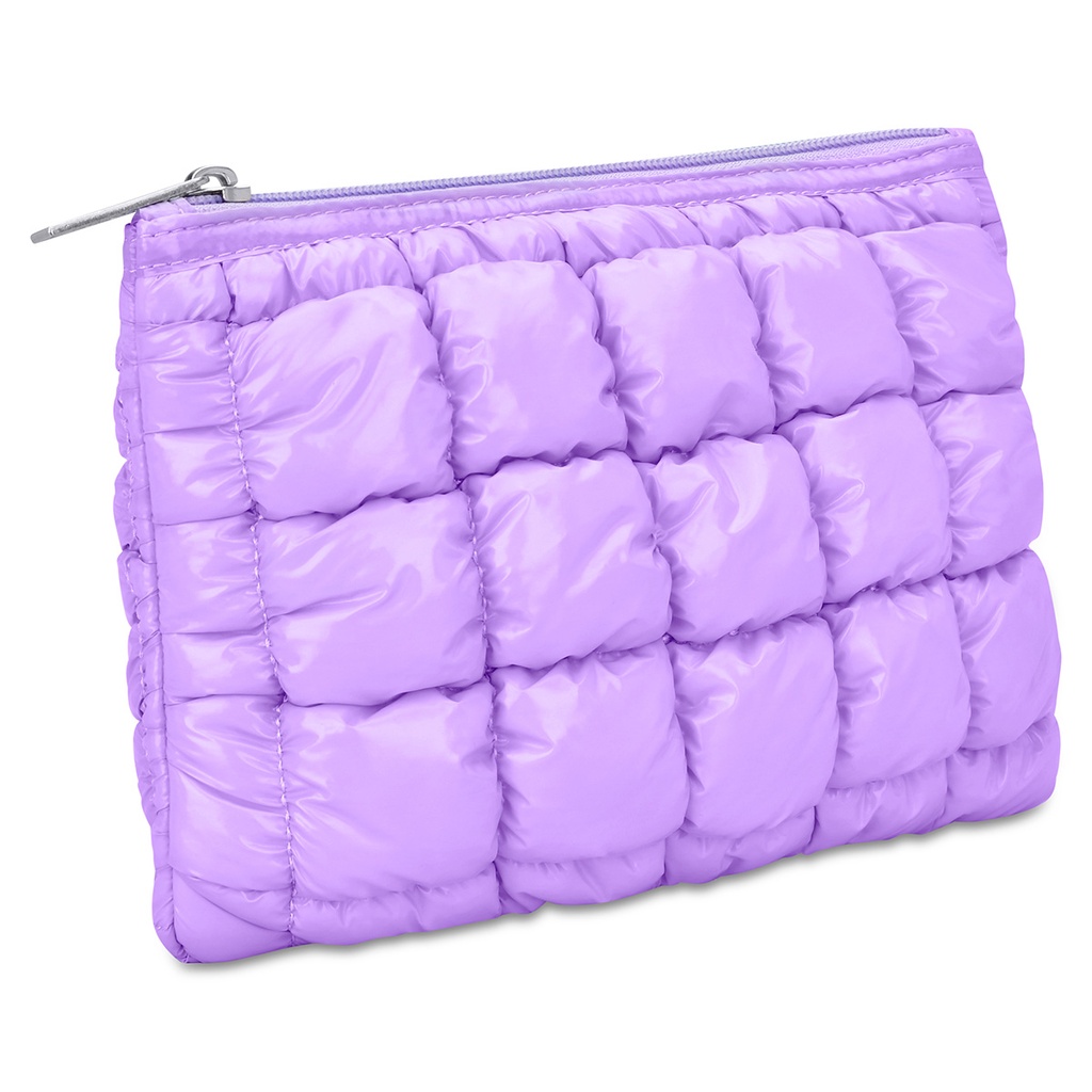 Lavender Shiny Puffer Pouch