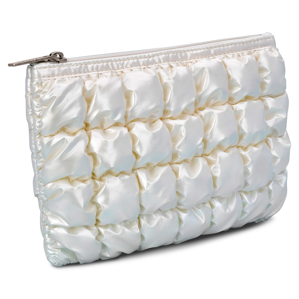 Pearl White Shiny Puffer Pouch