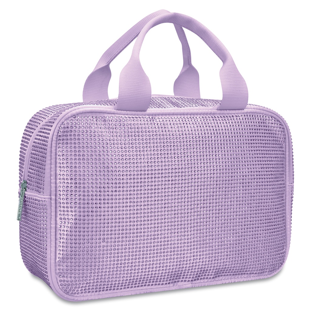 Lavender Rhinestone Oval Cosmetic Bag - Thumbnail 3