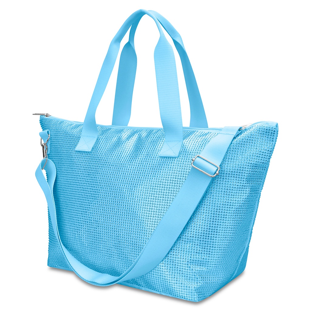 Blue Rhinestone Overnight Bag