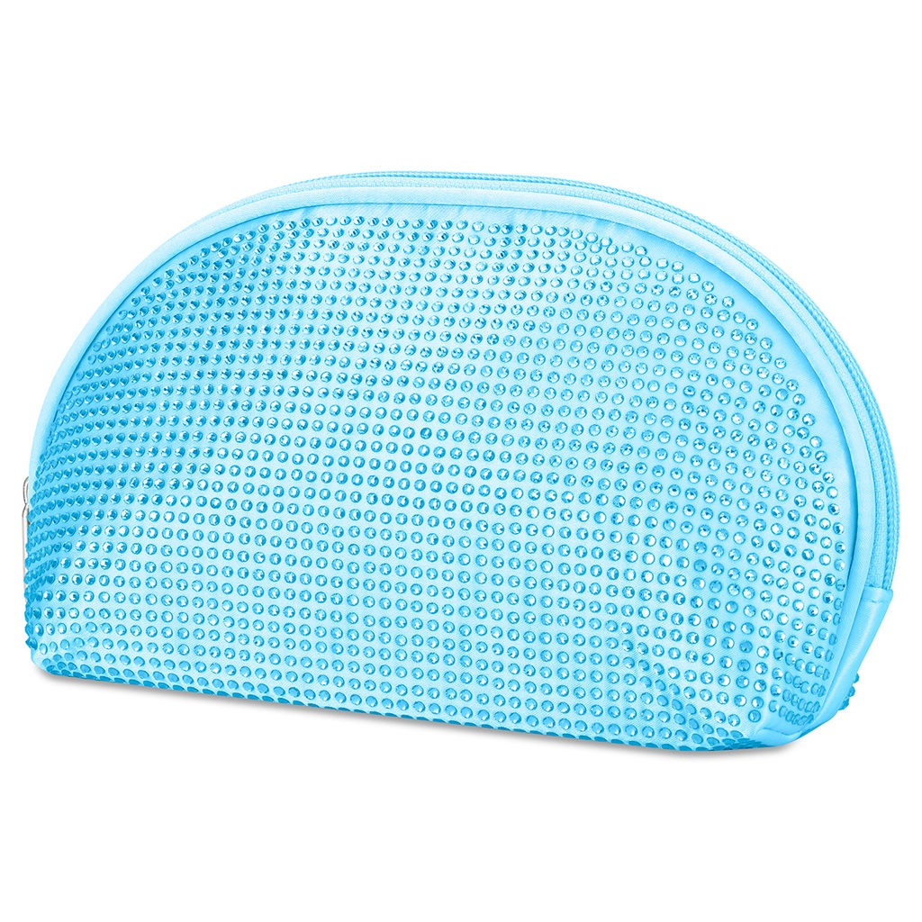 Blue Rhinestone Oval Cosmetic Bag - Thumbnail 3
