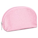 Pink Rhinestone Oval Cosmetic Bag