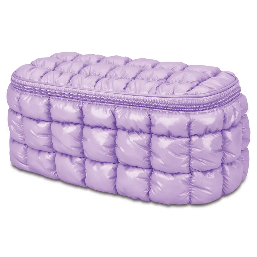 Lavender Shiny Puffer Cosmetic Case