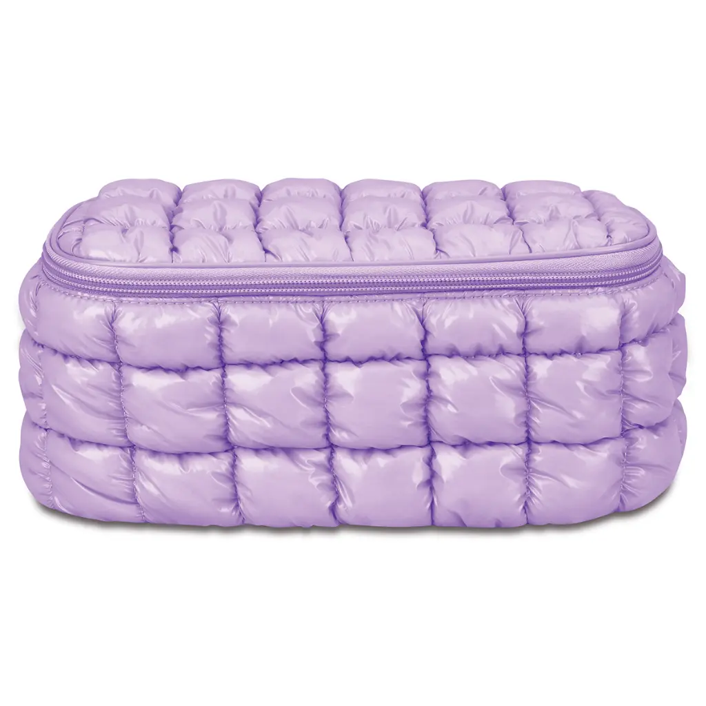 810-2377-LAVENDAR-SHINY-PUFFER-COSMETIC-CASE-FRONT-LG.webp