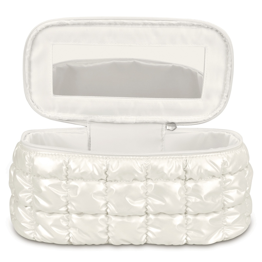 Pearl White Shiny Puffer Cosmetic Case