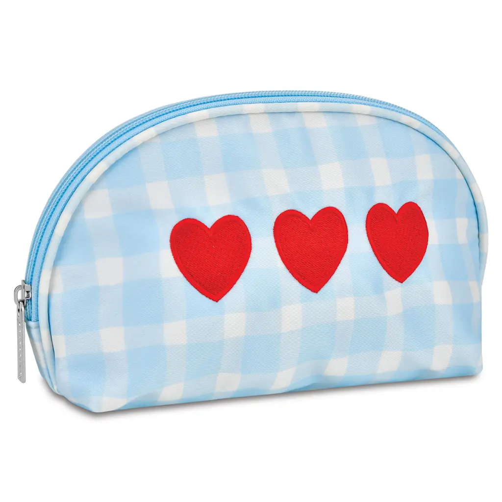 Gingham Hearts Oval Cosmetic Bag - Thumbnail 4