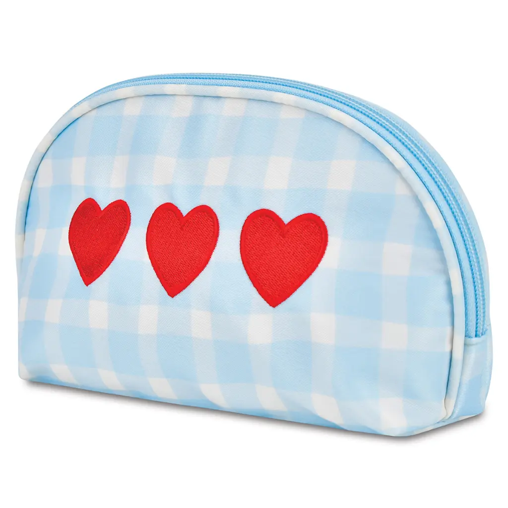 Gingham Hearts Oval Cosmetic Bag - Thumbnail 2