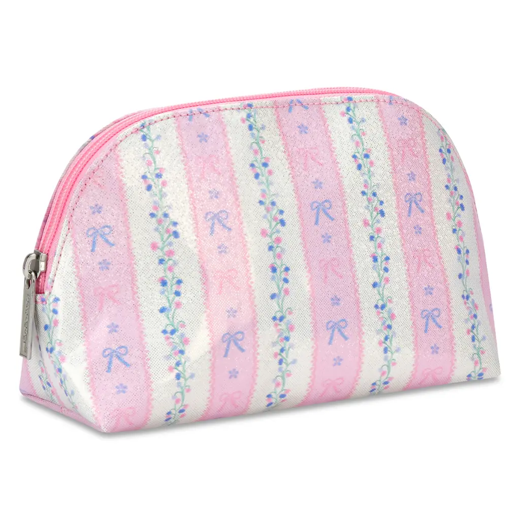 Floral Stripes Oval Cosmetic Bag - Thumbnail 2
