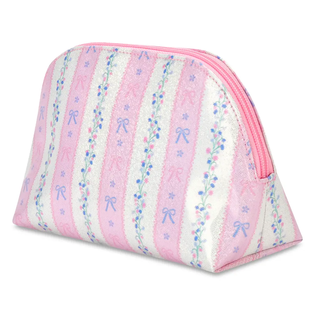 Floral Stripes Oval Cosmetic Bag - Thumbnail 3