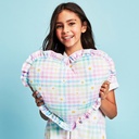 Daisy Gingham Heart Fleece Pillow