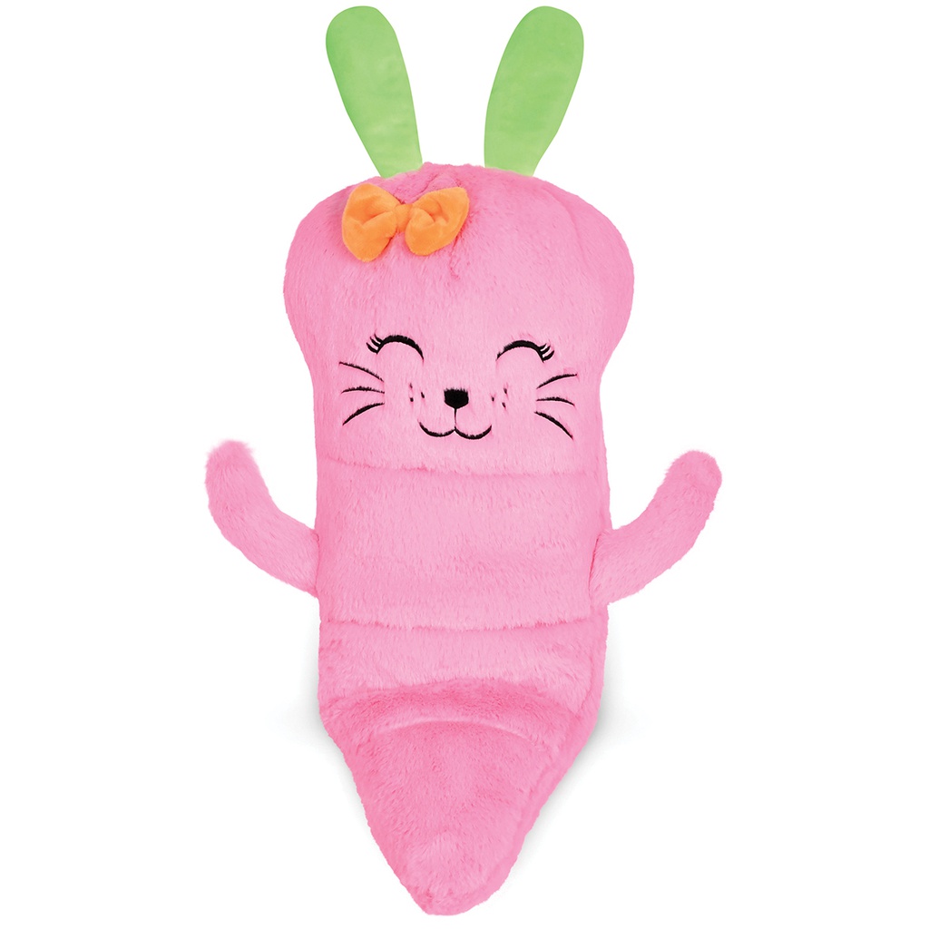 Pink Bunny Carrot Furry and Fleece Pillow