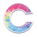 C Initial Tie Dye Sticker Patch