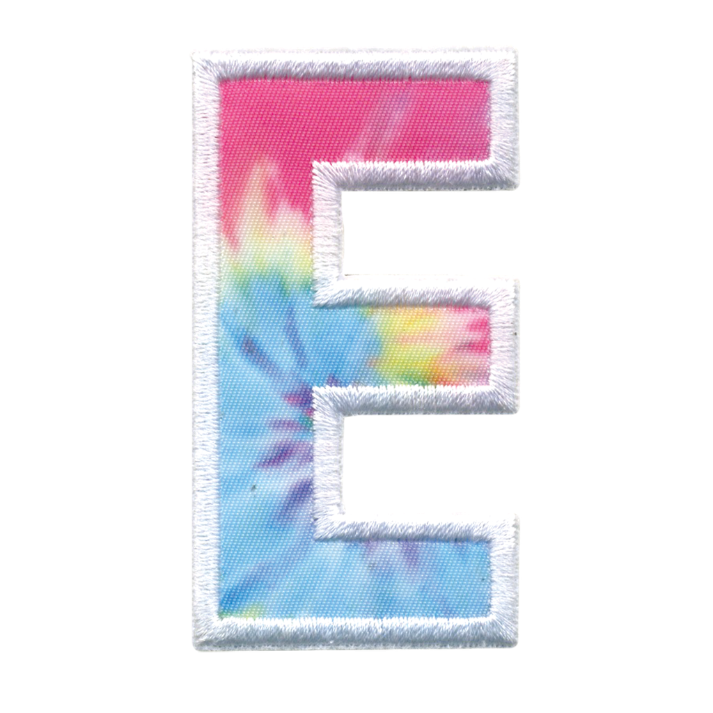 E Initial Tie Dye Sticker Patch