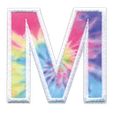 M Initial Tie Dye Sticker Patch