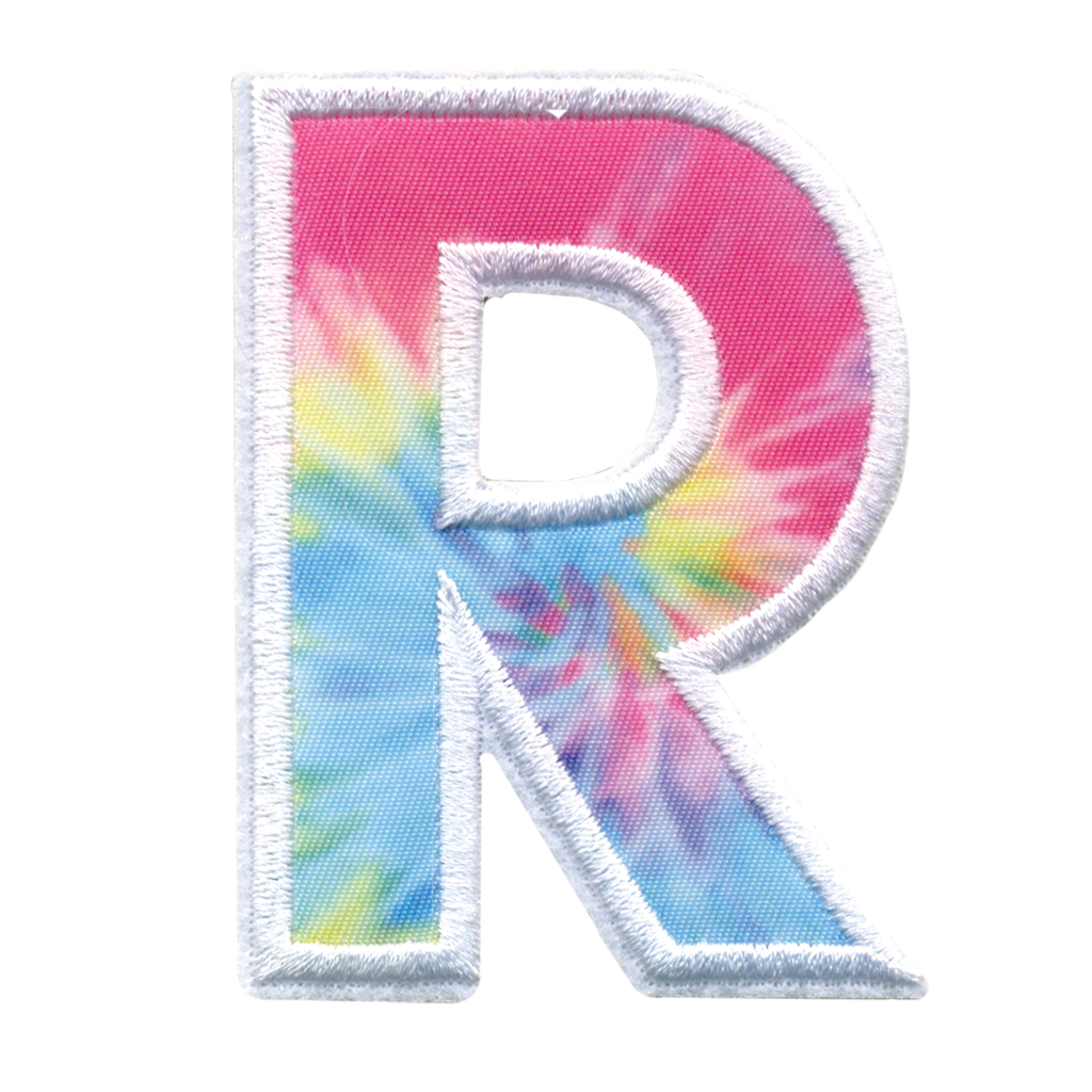 R Initial Tie Dye Sticker Patch