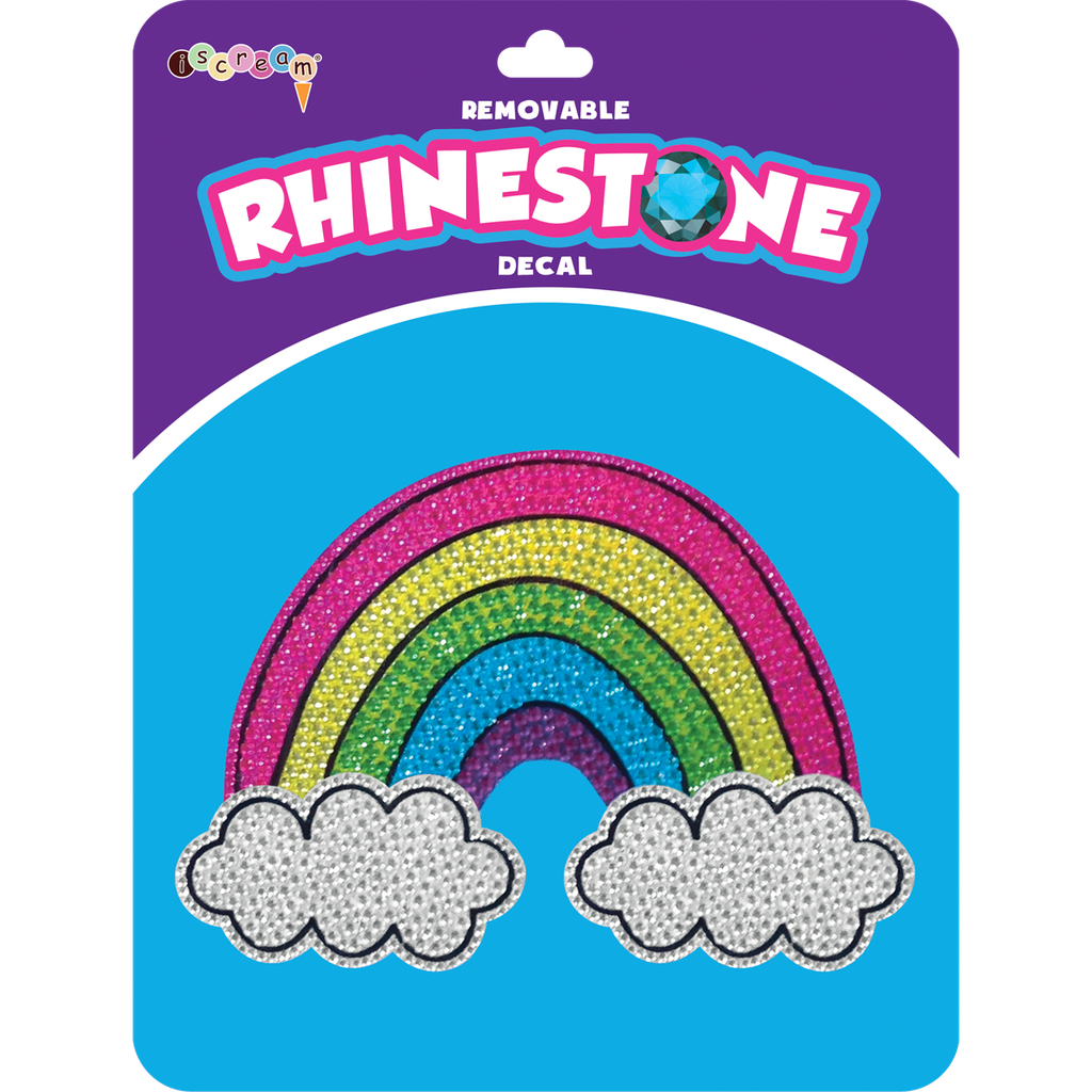 Rainbow and Clouds Rhinestone Decals Large