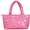 Pink Shining Heart Puffy Overnight Bag