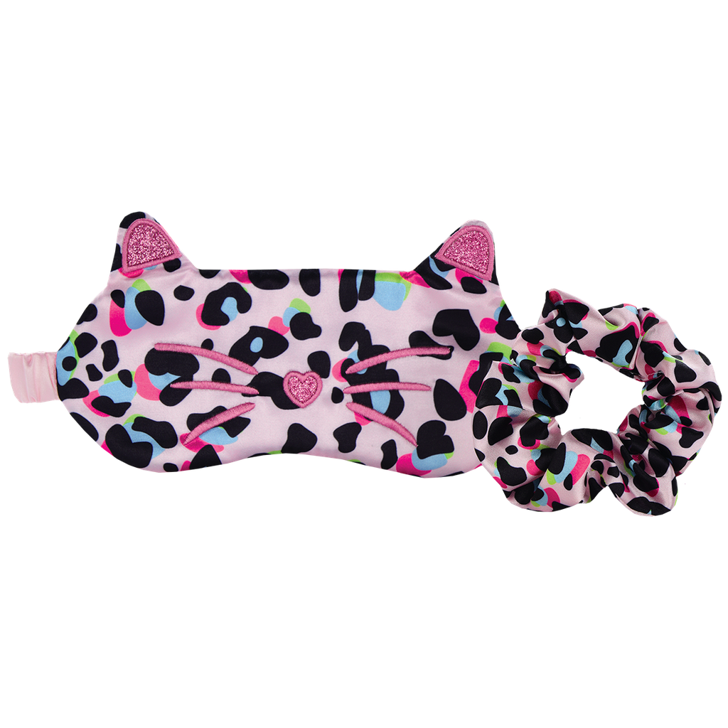 Pink Leopard Eye Mask and Scrunchie Set
