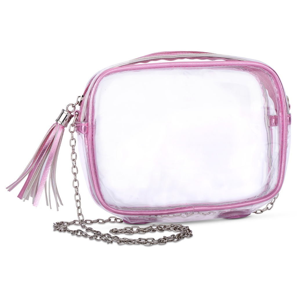 Pink Metallic Clear Crossbody