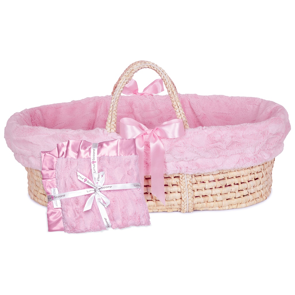 Little Scoops Pink Receiving Blanket & Basket