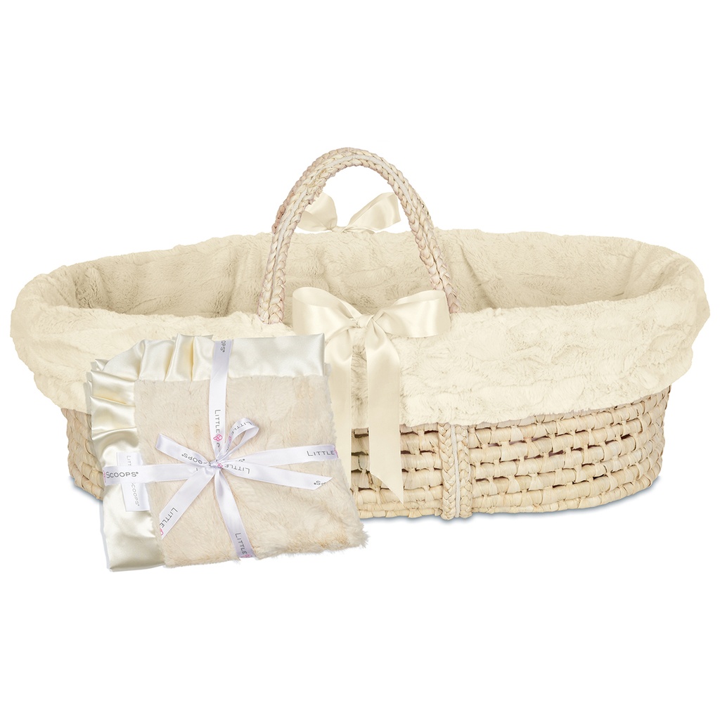 Little Scoops Ivory Receiving Blanket & Basket