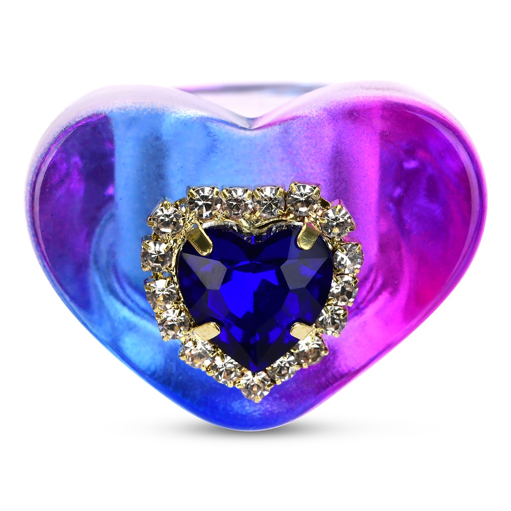 Jewel Heart Ring Set - 4 rings