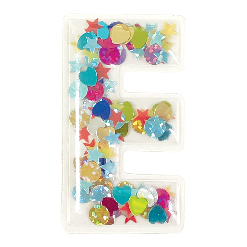 E Initial Confetti Sticker Patch