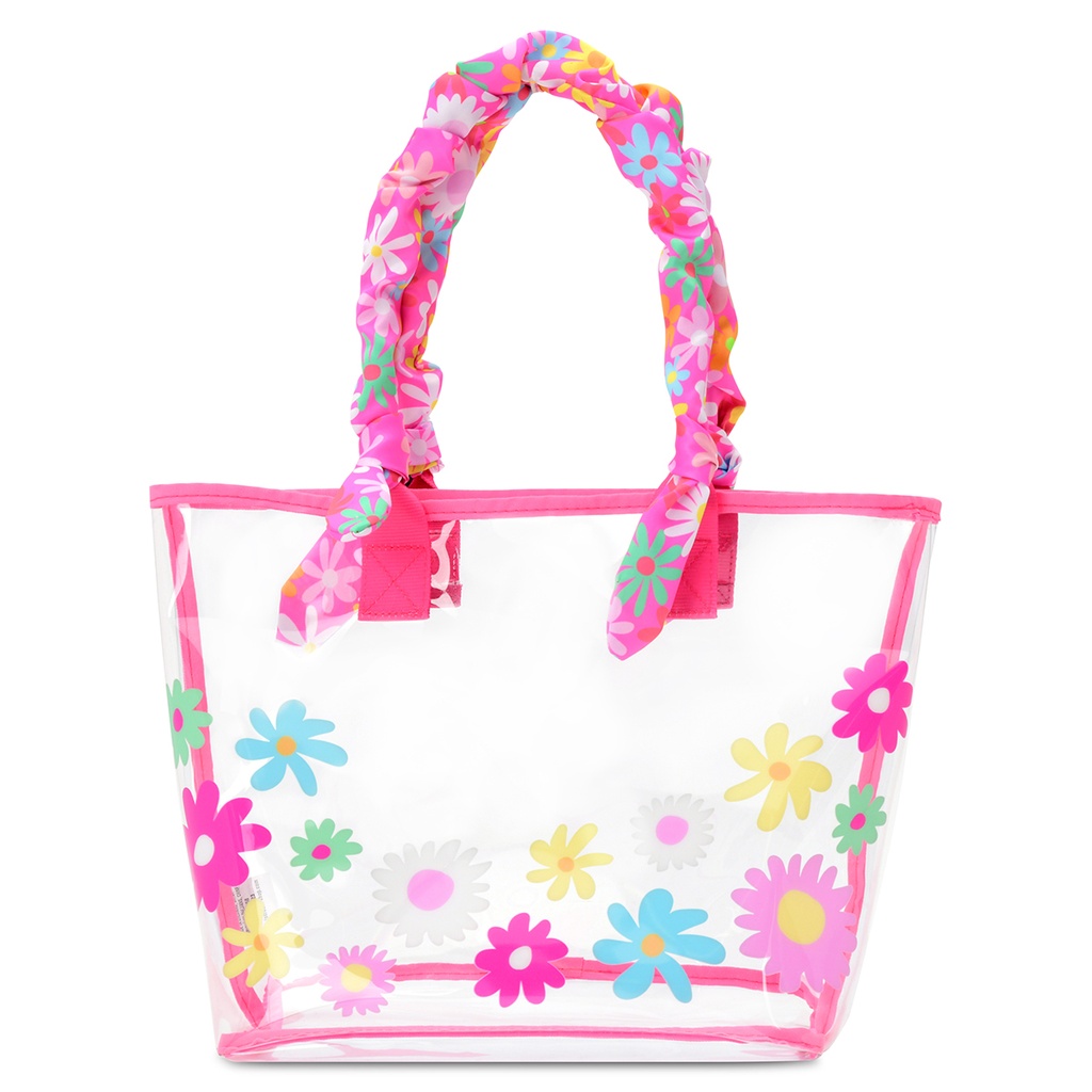 Puffy Flowers Clear Tote and Cosmetic Bag Set - Thumbnail 3