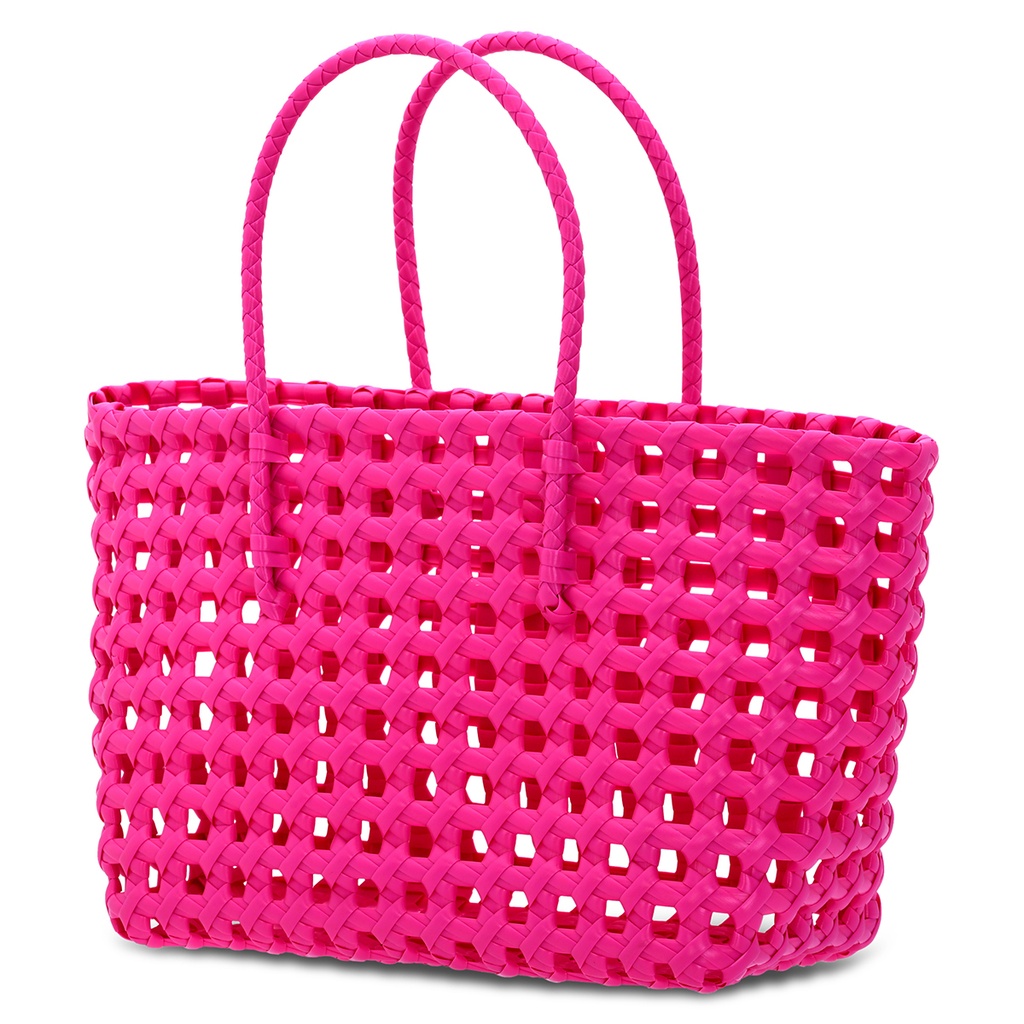 Small Pink Woven Tote - Thumbnail 2